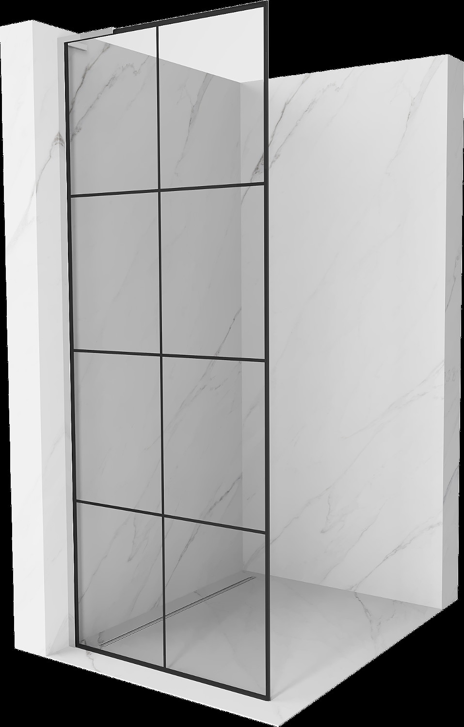 Mexen Kioto L sprchová stěna Walk-in 70 x 200 cm, černý vzor, chrom - 800-070-103-01-77