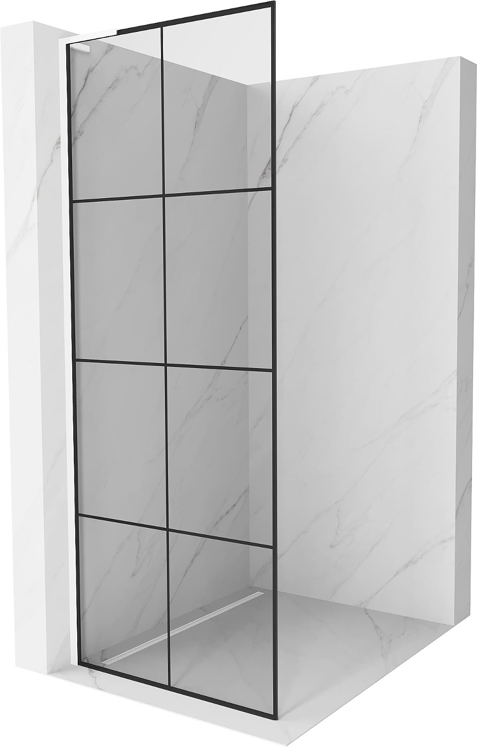 Mexen Kioto L sprchová stěna Walk-in 80 x 200 cm, černý vzor, bílá - 800-080-103-20-77