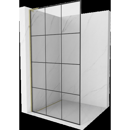 Mexen Kioto L sprchová stěna Walk-in 100 x 200 cm, černý vzor, zlato - 800-100-103-50-77