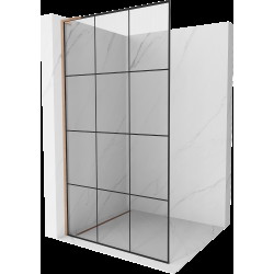 Mexen Kioto L sprchová stěna Walk-in 120 x 200 cm, černý vzor, kartáčovaná měď - 800-120-103-65-77