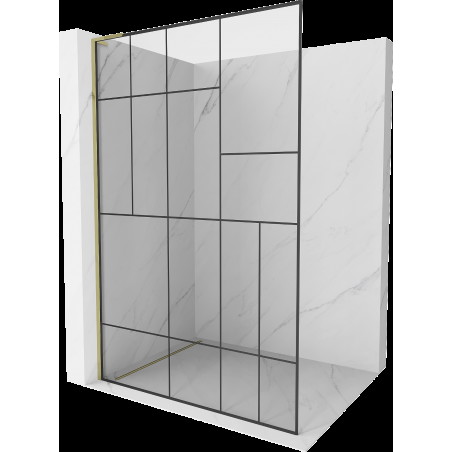 Mexen Kioto L sprchová stěna Walk-in 80 x 200 cm, černý vzor, zlatá - 800-080-103-50-78