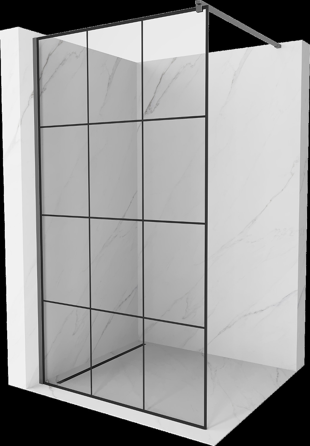 Mexen Kioto sprchová stěna Walk-in 120 x 200 cm, černý vzor 8 mm, gun metal - 800-120-101-95-77