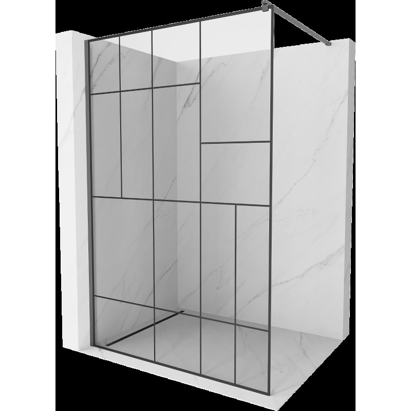 Mexen Kioto sprchová stěna Walk-in 80 x 200 cm, černý vzor 8 mm, gun metal - 800-080-101-95-78