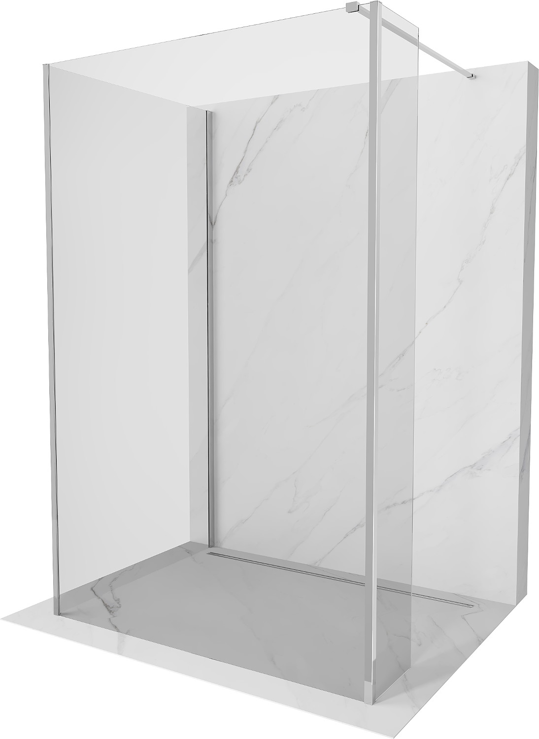 Mexen Kioto sprchová stěna Walk-in 125 x 70 x 30 cm, průhledná, chrom - 800-125-070-221-01-00-030