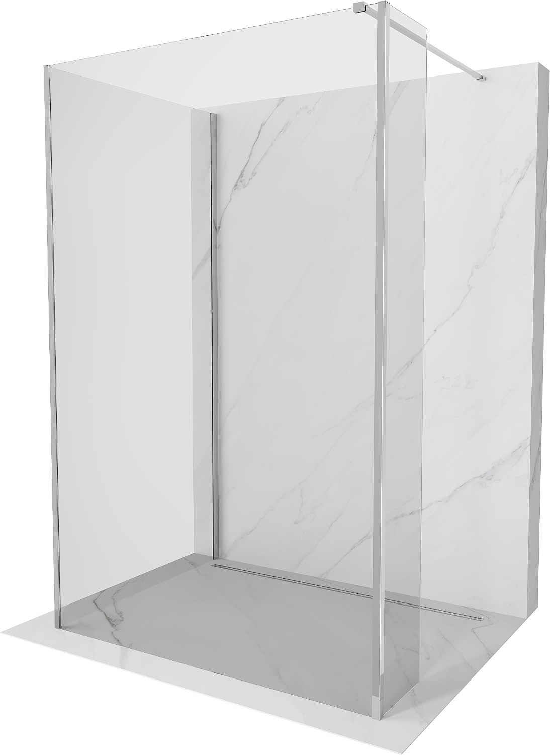 Mexen Kioto sprchová stěna Walk-in 125 x 80 x 40 cm, transparentní, chrom - 800-125-080-221-01-00-040