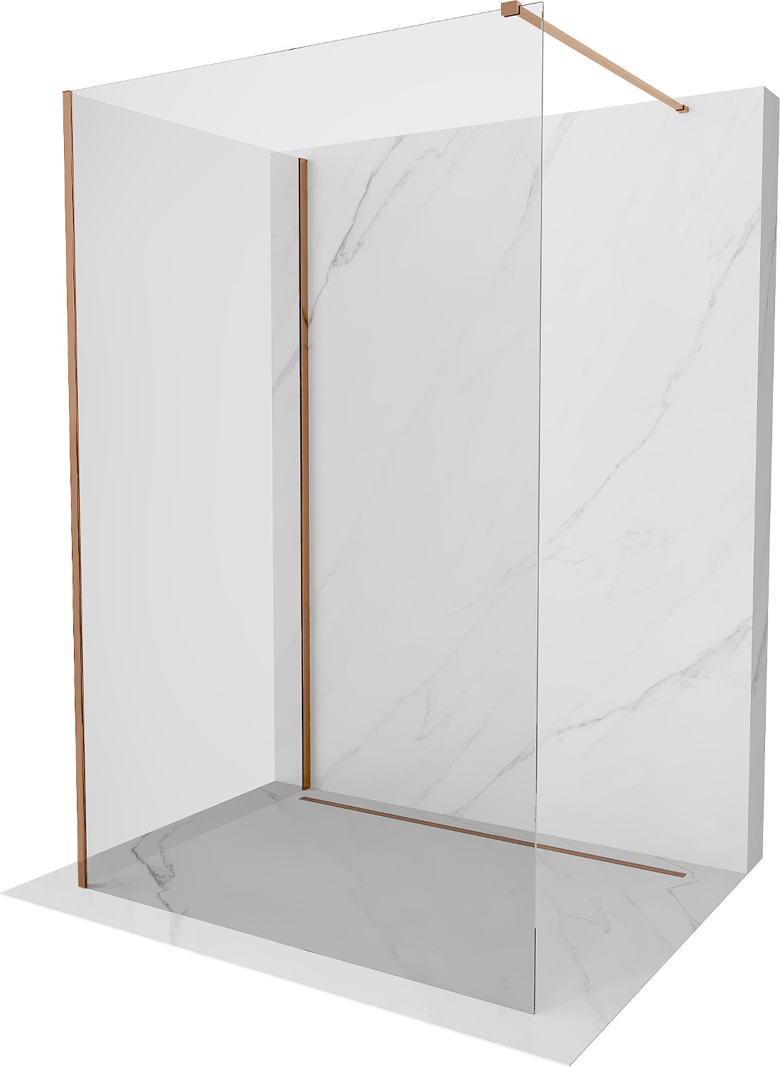 Mexen Kioto sprchová stěna Walk-in 140 x 80 cm, transparentní, růžové zlato - 800-140-212-60-00-080