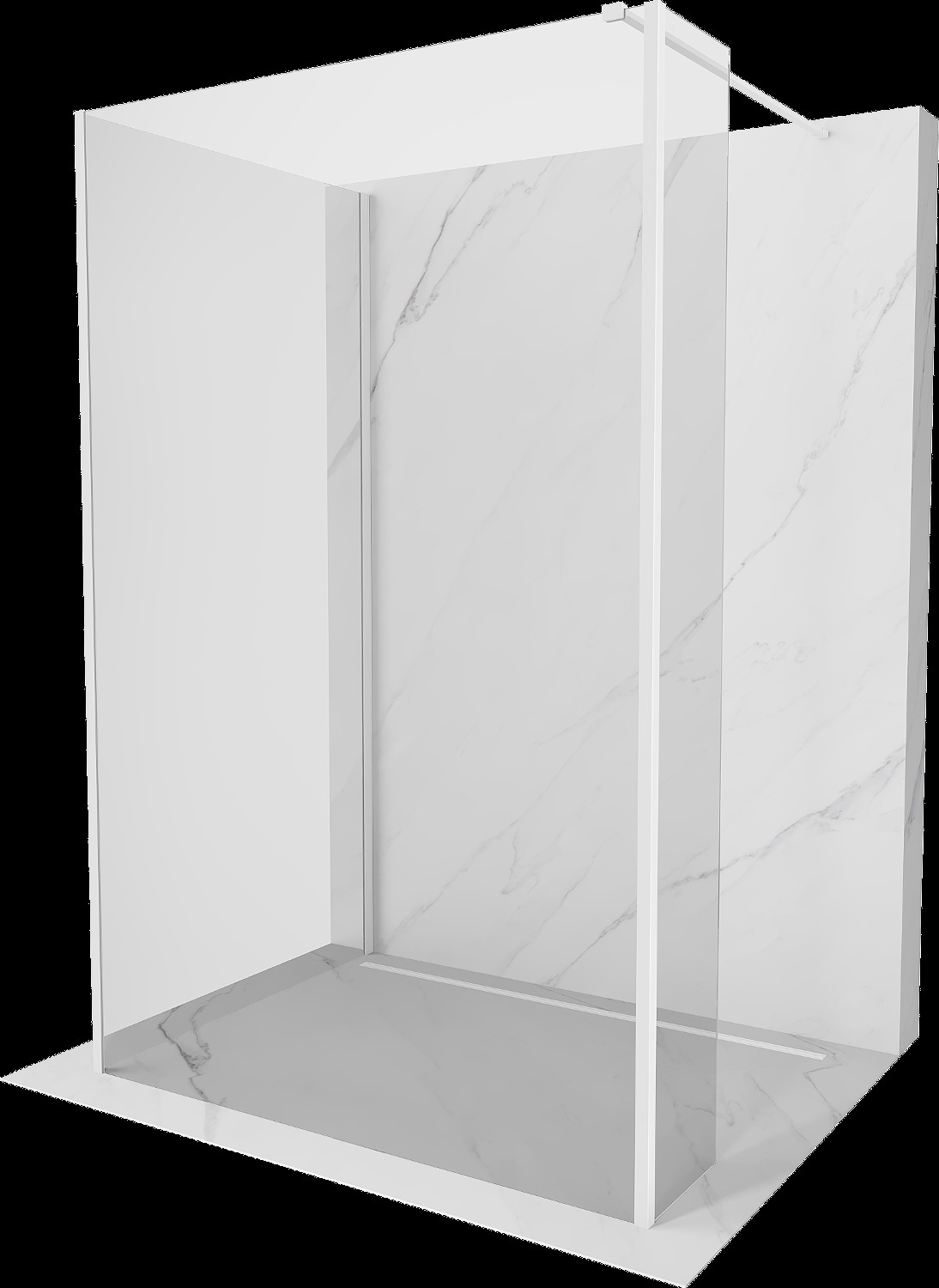 Mexen Kioto sprchová stěna Walk-in 120 x 85 x 30 cm, transparentní, bílá - 800-120-085-221-20-00-030