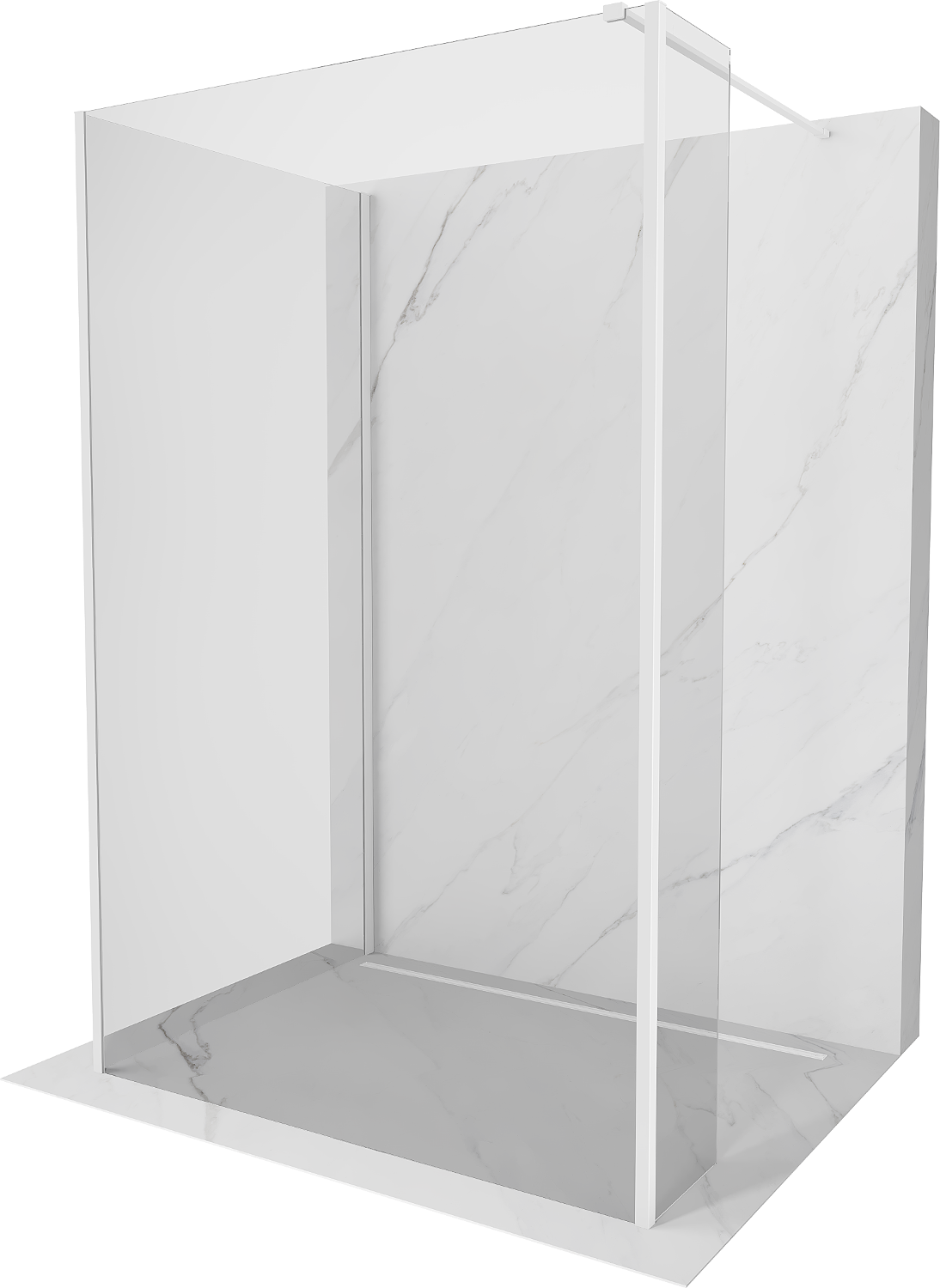 Mexen Kioto sprchová stěna Walk-in 130 x 95 x 30 cm, transparentní, bílá - 800-130-095-221-20-00-030