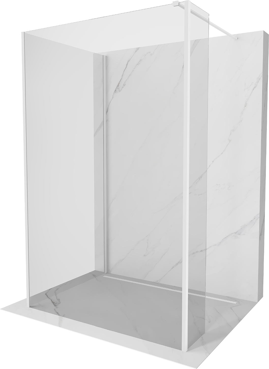 Mexen Kioto zástěna sprchová Walk-in 135 x 110 x 30 cm, průhledná, bílá - 800-135-110-221-20-00-030