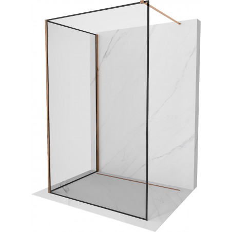 Mexen Kioto sprchová stěna Walk-in 130 x 90 cm, černý vzor, růžové zlato - 800-130-212-60-70-090