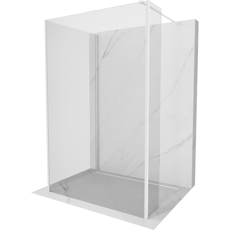 Mexen Kioto sprchová stěna Walk-in 130 x 85 x 40 cm, transparentní, bílá - 800-130-085-221-20-00-040