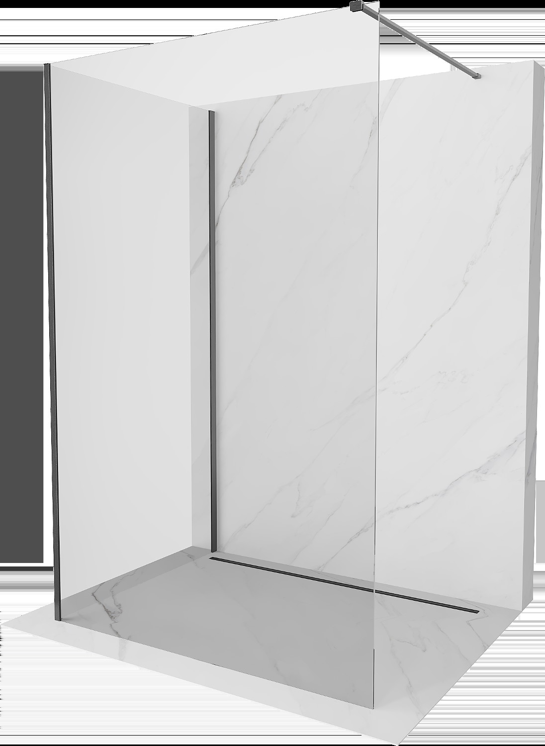 Mexen Kioto sprchová stěna Walk-in 140 x 85 cm, transparentní, broušená gun gray - 800-140-212-66-00-085