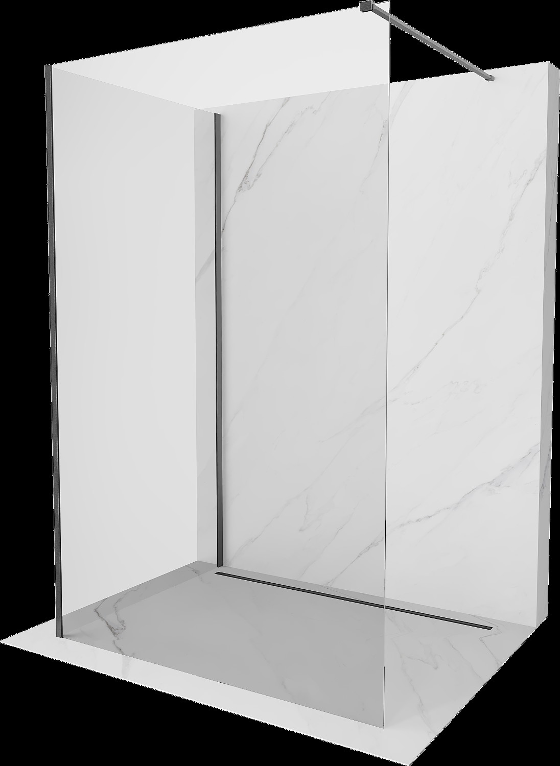 Mexen Kioto sprchová stěna Walk-in 135 x 90 cm, transparentní, gun gray kartáčovaný - 800-135-212-66-00-090