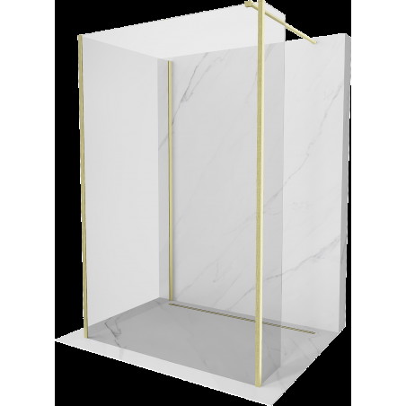 Mexen Kioto sprchová stěna Walk-in 130 x 70 x 30 cm, transparentní, zlatý kartáč - 800-130-070-221-55-00-030