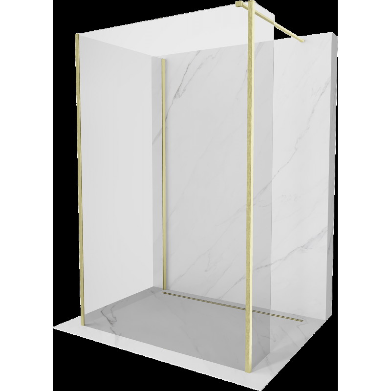 Mexen Kioto sprchová stěna Walk-in 130 x 80 x 30 cm, transparentní, zlatě kartáčovaná - 800-130-080-221-55-00-030