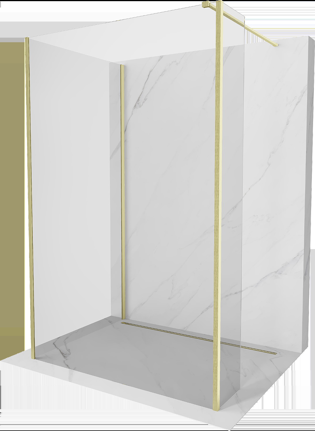 Mexen Kioto sprchová stěna Walk-in 130 x 80 x 30 cm, transparentní, zlatě kartáčovaná - 800-130-080-221-55-00-030