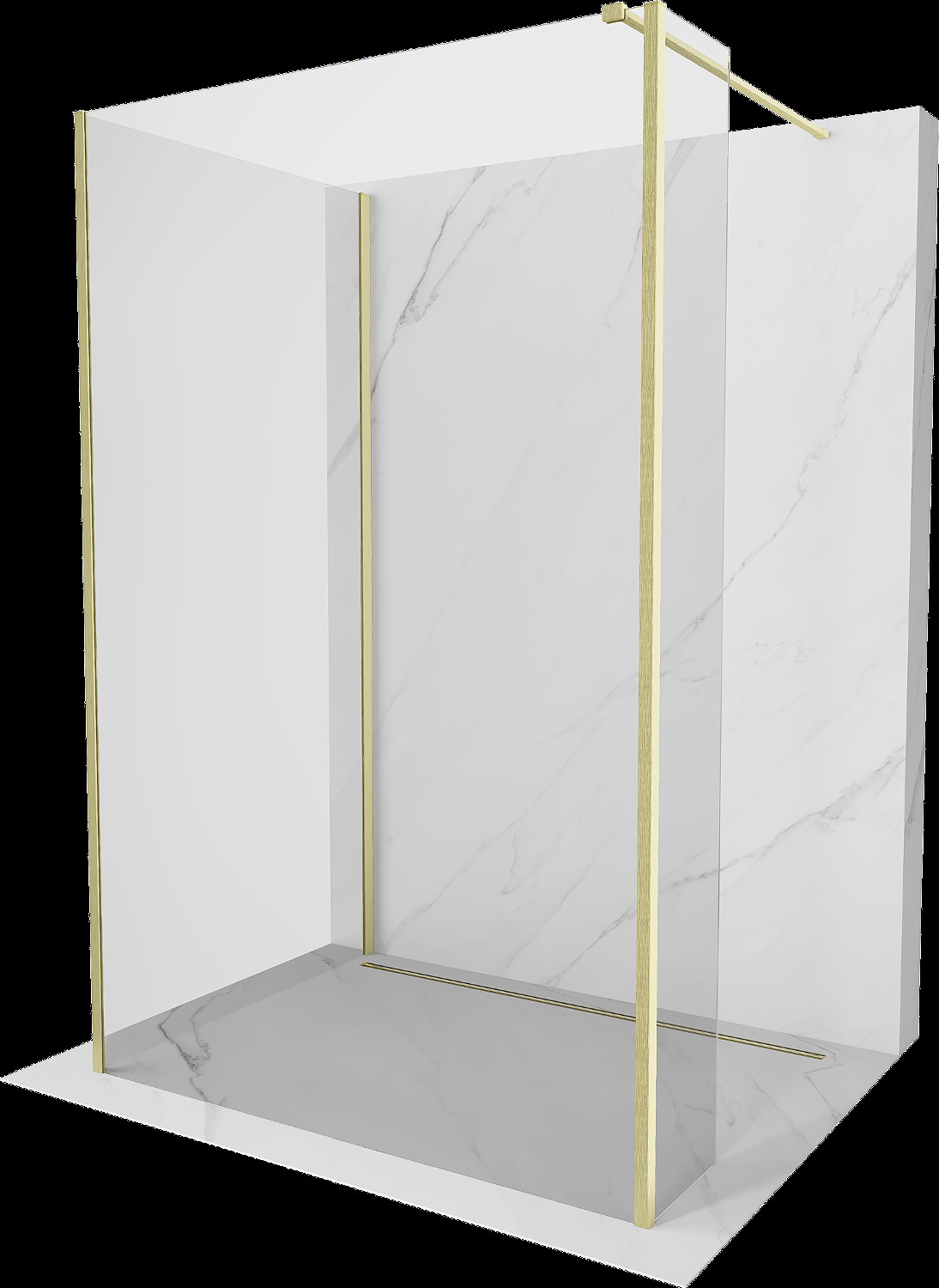 Mexen Kioto sprchová stěna Walk-in 130 x 95 x 30 cm, transparentní, zlatá broušená - 800-130-095-221-55-00-030