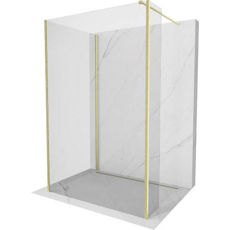 Mexen Kioto sprchová stěna Walk-in 130 x 100 x 30 cm, transparentní, zlatá kartáčovaná - 800-130-100-221-55-00-030