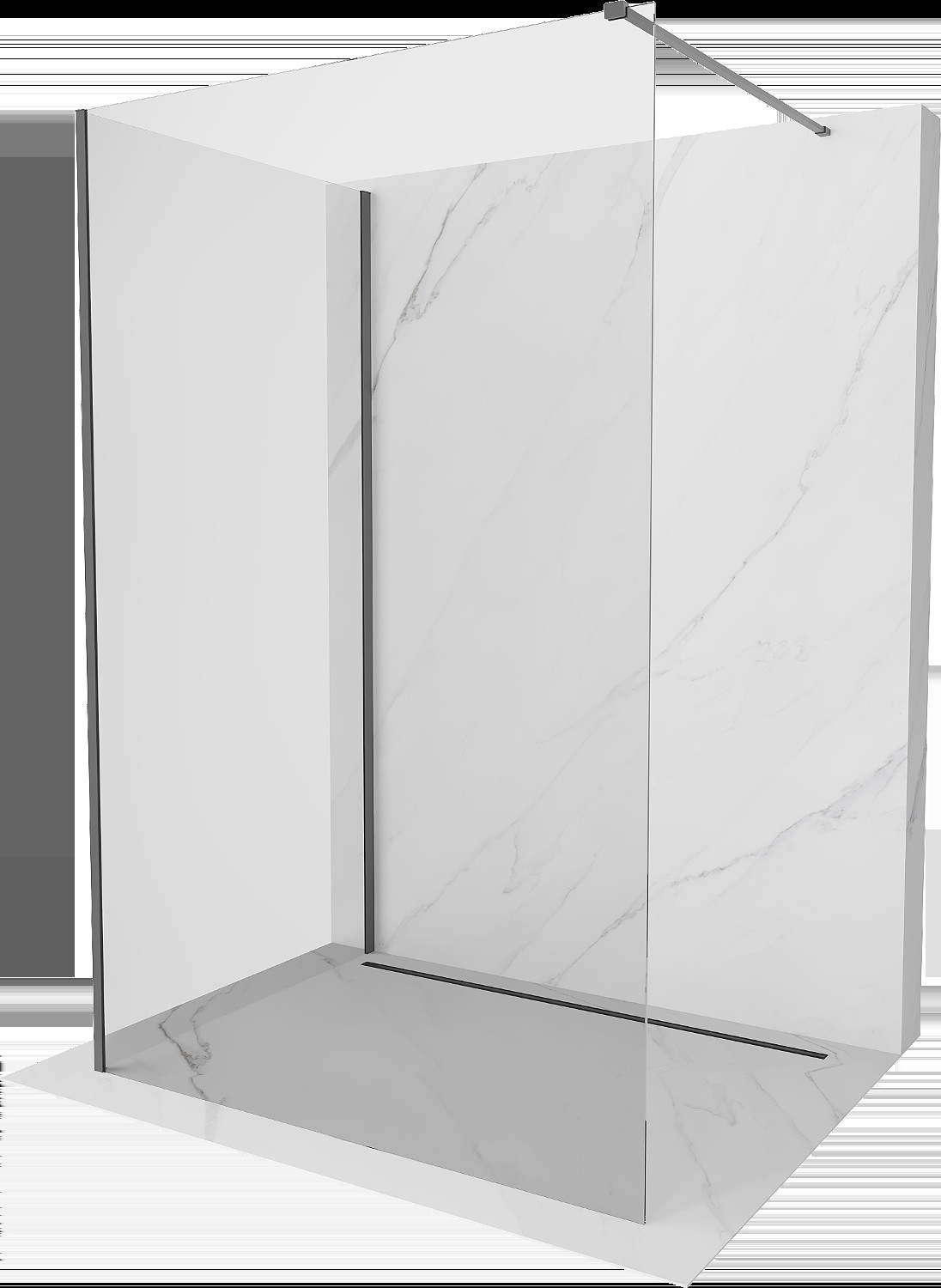 Mexen Kioto sprchová zástěna Walk-in 90 x 85 cm, transparentní, gun metal - 800-090-212-95-00-085