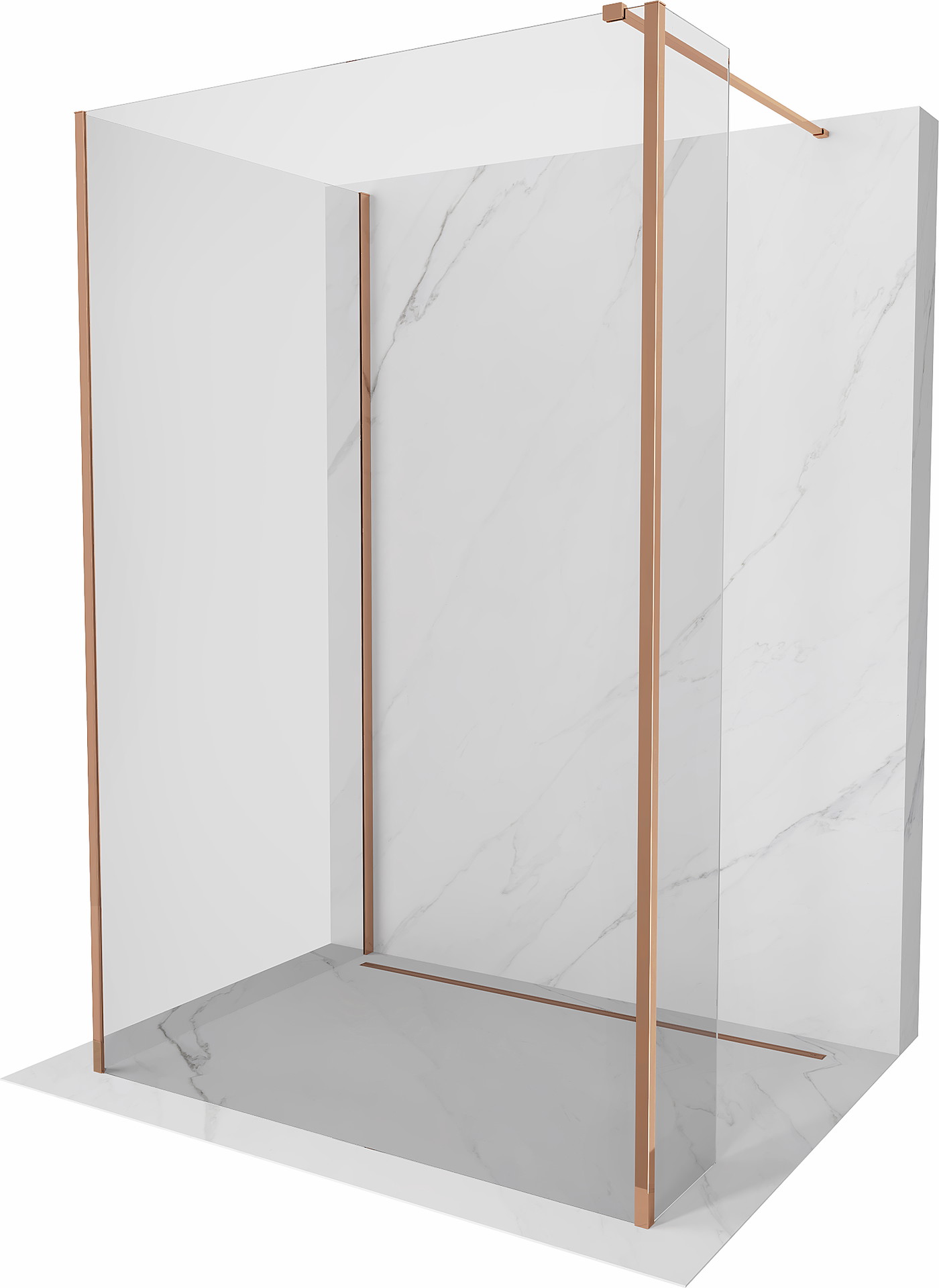 Mexen Kioto sprchová stěna Walk-in 100 x 70 x 30 cm, transparentní, růžové zlato - 800-100-070-221-60-00-030