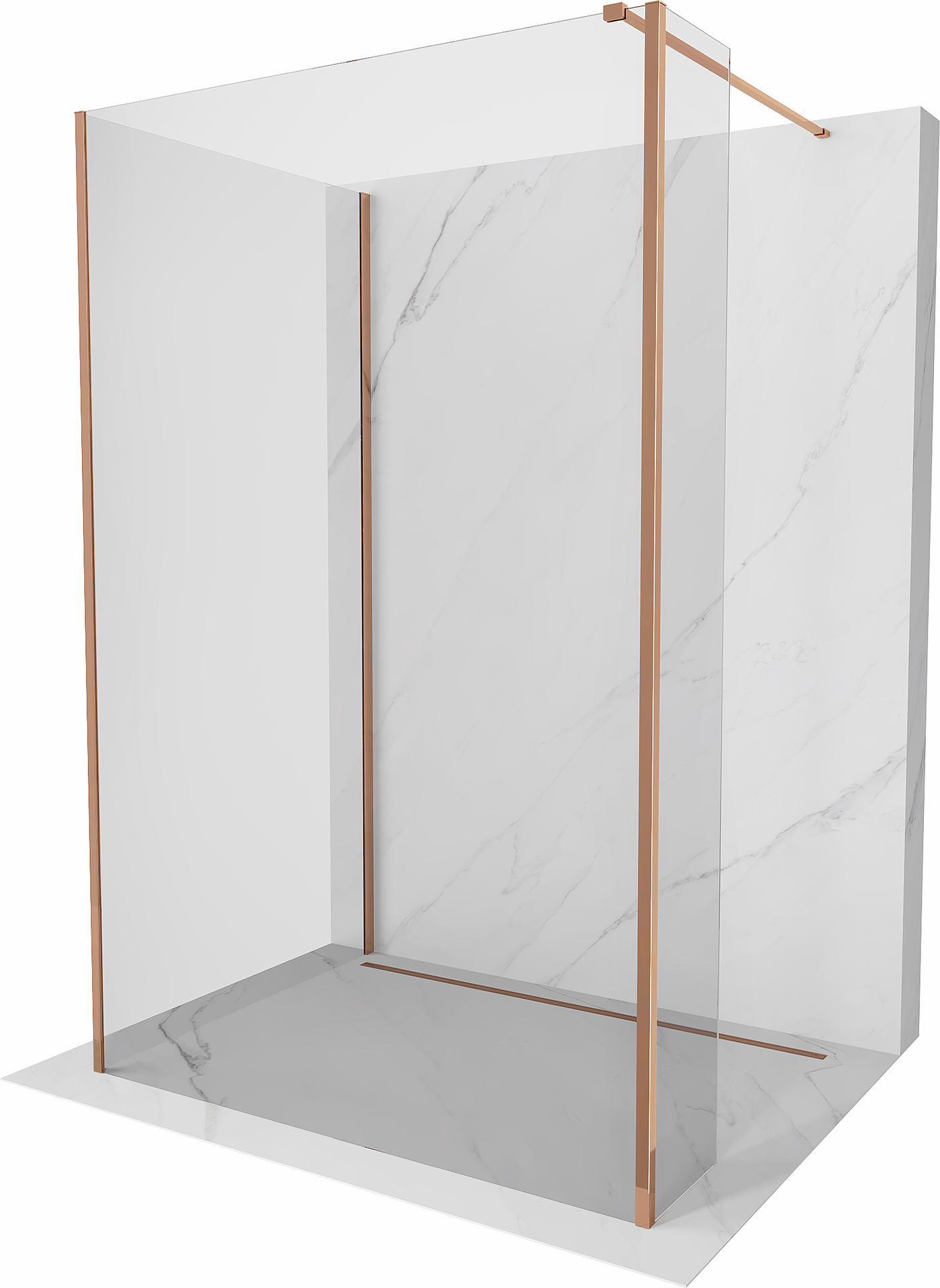 Mexen Kioto sprchová stěna Walk-in 130 x 70 x 30 cm, transparentní, růžové zlato - 800-130-070-221-60-00-030