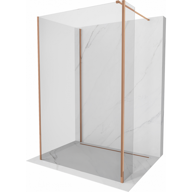 Mexen Kioto sprchová zástěna Walk-in 135 x 100 x 30 cm, transparentní, růžové zlato - 800-135-100-221-60-00-030