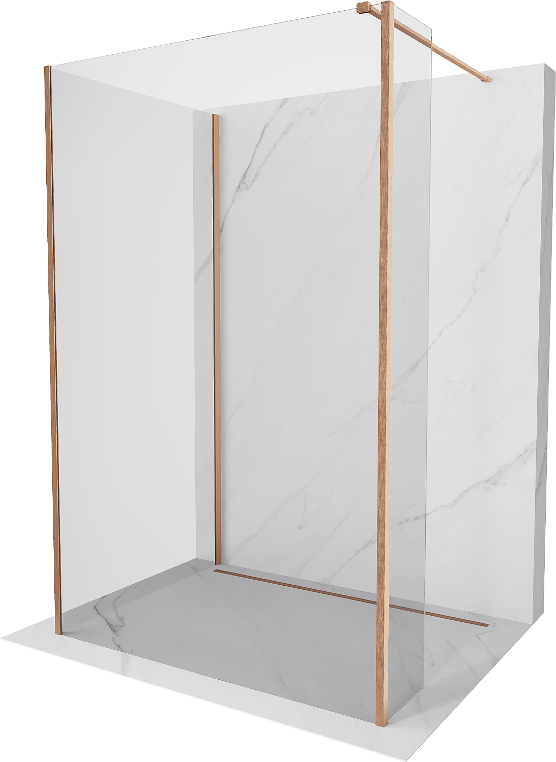 Mexen Kioto sprchová stěna Walk-in 120 x 70 x 30 cm, transparentní, kartáčovaný měď - 800-120-070-221-65-00-030