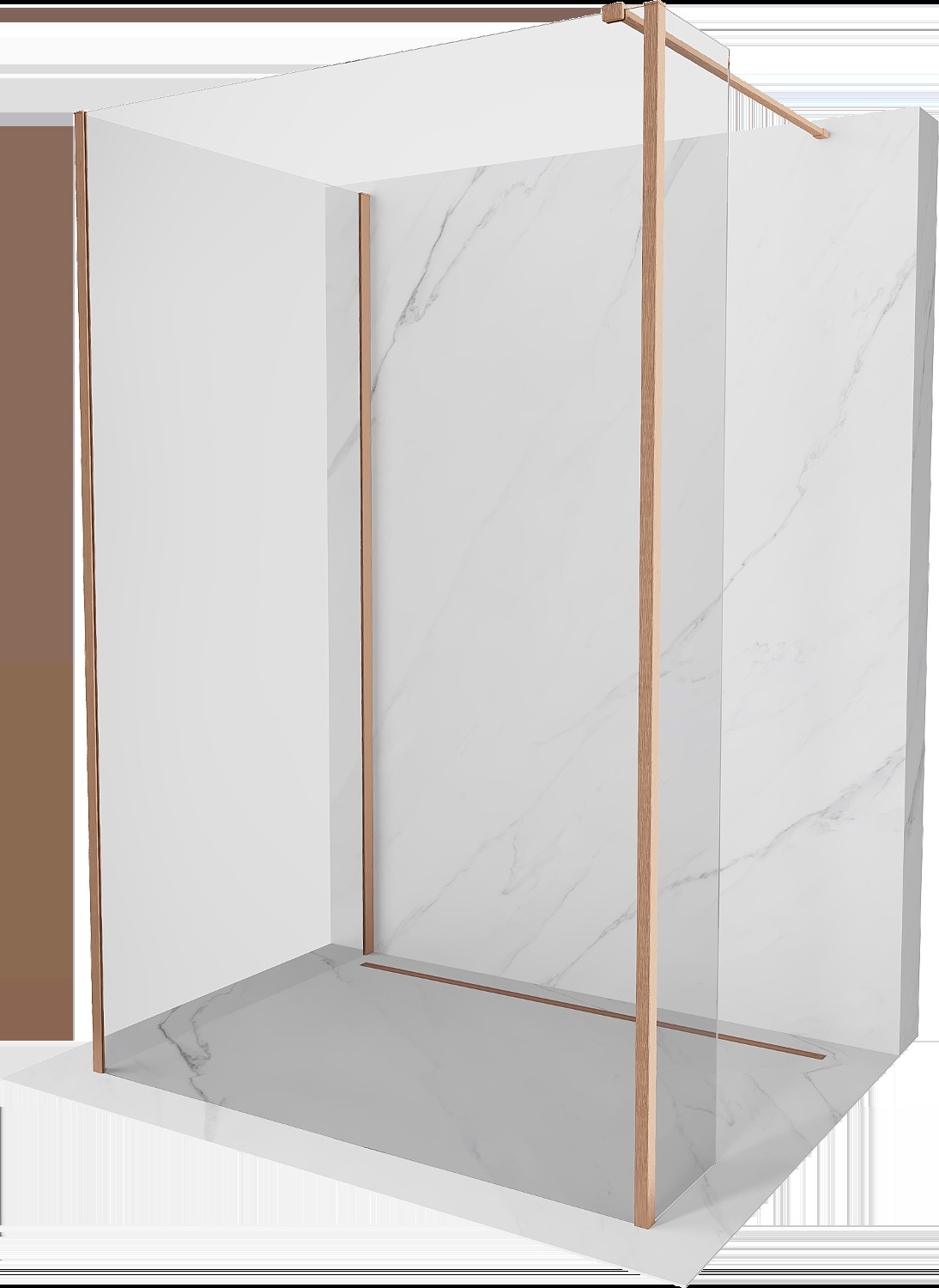 Mexen Kioto sprchová stěna Walk-in 110 x 75 x 30 cm, transparentní, kartáčovaná měď - 800-110-075-221-65-00-030