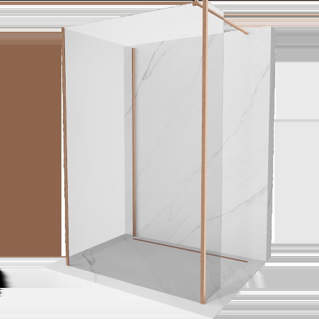 Mexen Kioto sprchová stěna Walk-in 120 x 75 x 30 cm, transparentní, kartáčovaná měď - 800-120-075-221-65-00-030