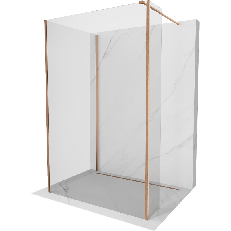 Mexen Kioto sprchová stěna Walk-in 120 x 80 x 30 cm, transparentní, kartáčovaný měď - 800-120-080-221-65-00-030