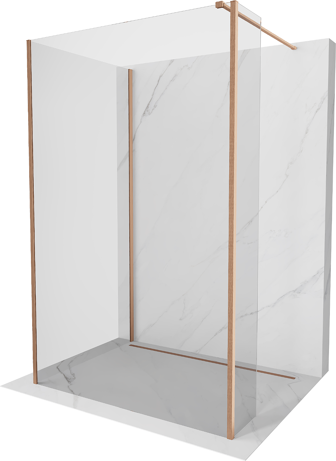 Mexen Kioto sprchová stěna Walk-in 120 x 80 x 30 cm, transparentní, kartáčovaný měď - 800-120-080-221-65-00-030