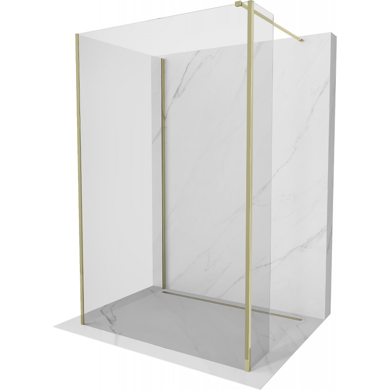 Mexen Kioto sprchová stěna Walk-in 135 x 70 x 30 cm, transparentní, zlatá - 800-135-070-221-50-00-030