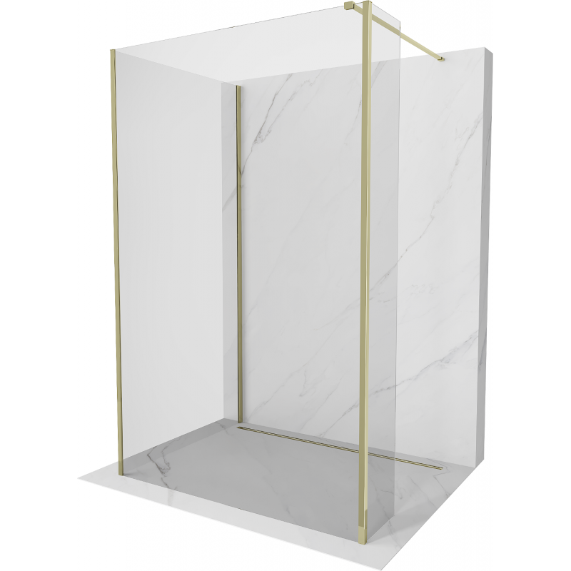 Mexen Kioto sprchová stěna Walk-in 140 x 85 x 30 cm, transparentní, zlatá - 800-140-085-221-50-00-030