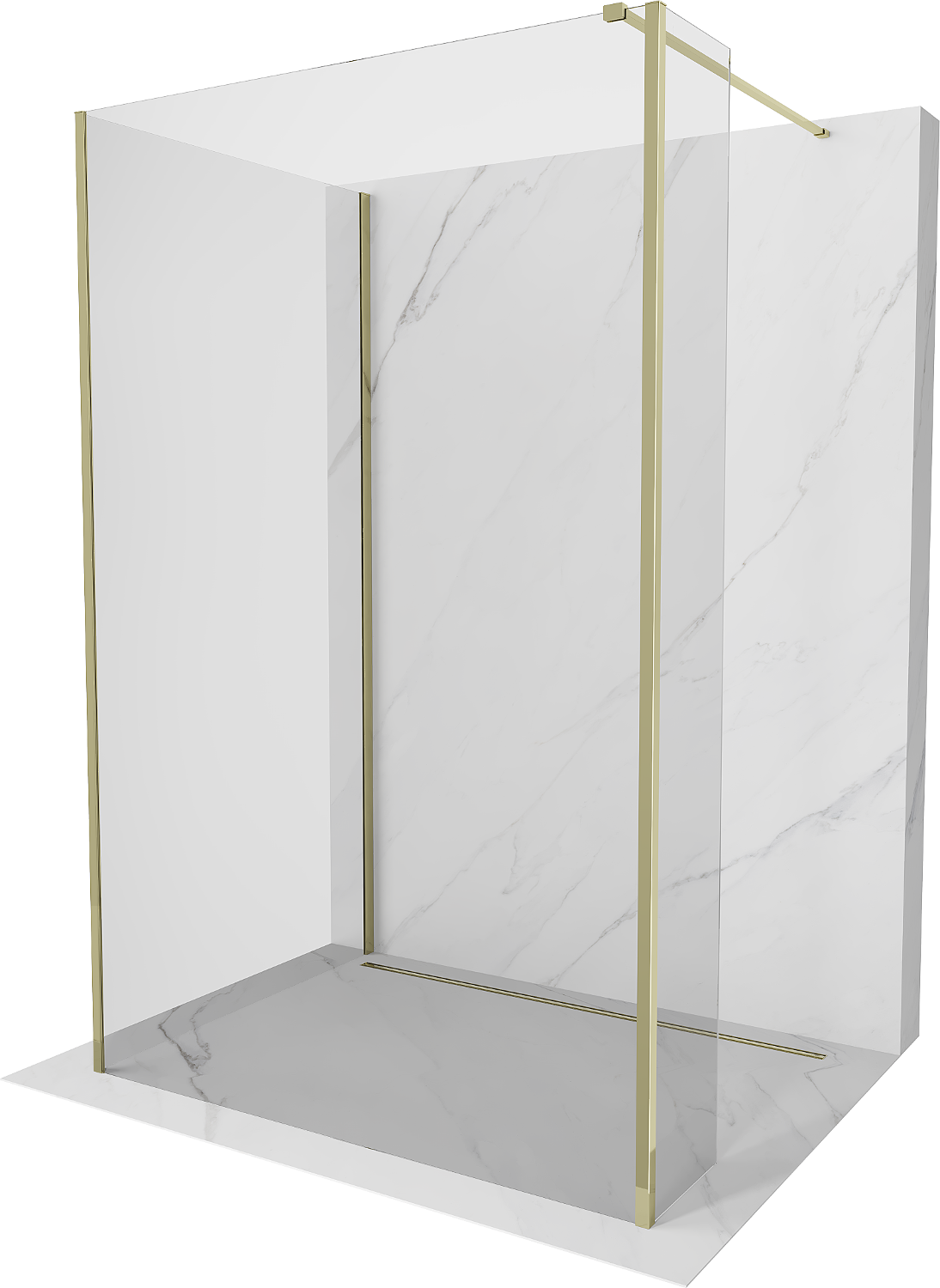 Mexen Kioto sprchová stěna Walk-in 140 x 85 x 30 cm, transparentní, zlatá - 800-140-085-221-50-00-030