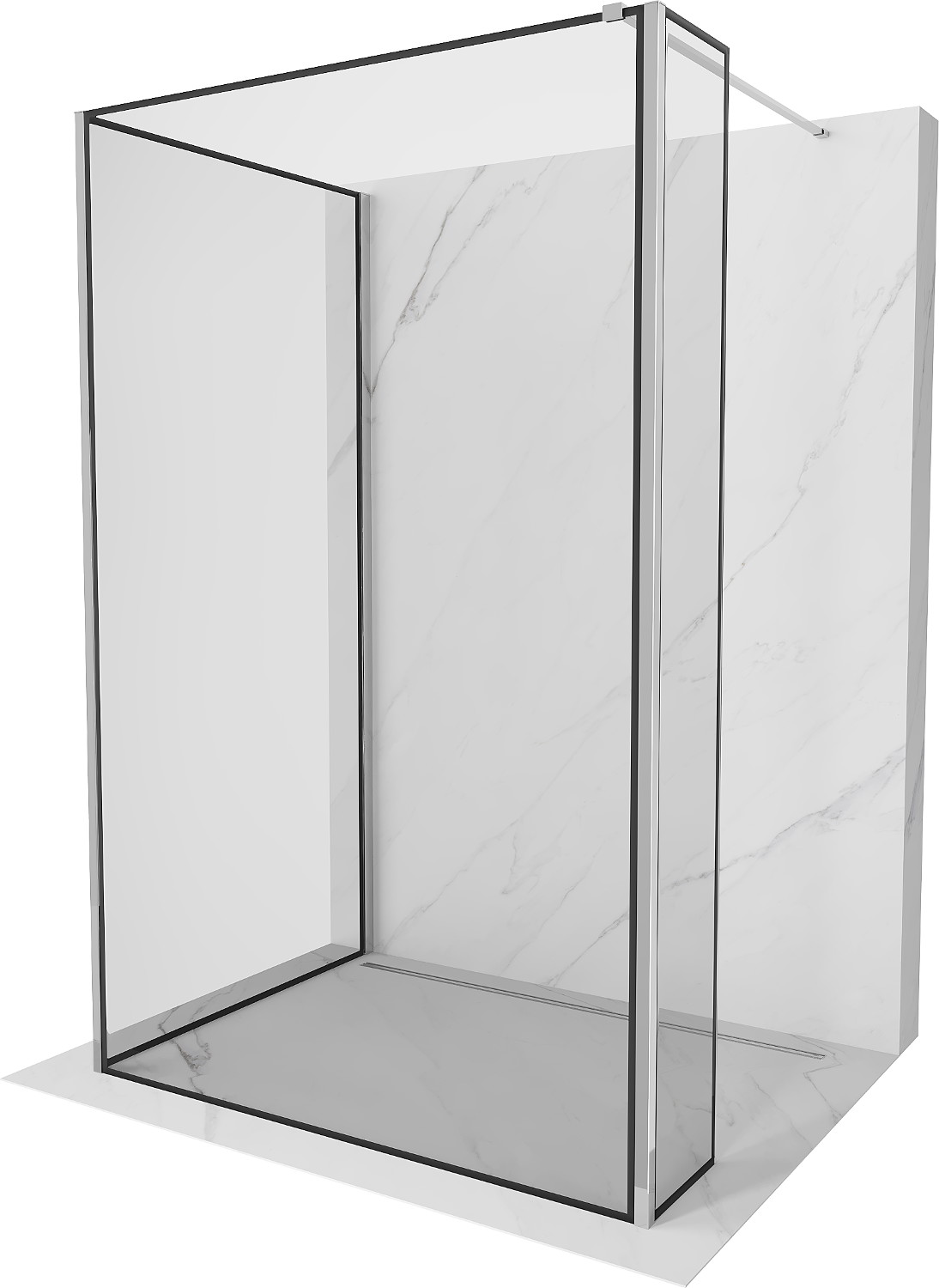 Mexen Kioto sprchová stěna Walk-in 110 x 70 x 30 cm, černý vzor, chrom - 800-110-070-221-01-70-030