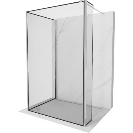 Mexen Kioto sprchová zástěna Walk-in 100 x 70 x 30 cm, černý vzor, chrom - 800-100-070-221-01-70-030