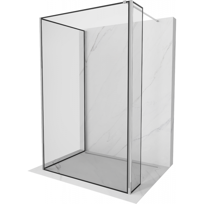 Mexen Kioto sprchová stěna Walk-in 100 x 80 x 30 cm, černý vzor, chrom - 800-100-080-221-01-70-030