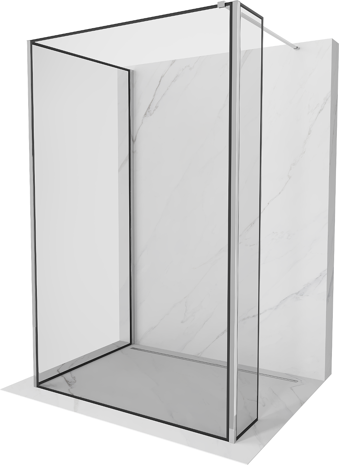 Mexen Kioto sprchová stěna Walk-in 100 x 80 x 30 cm, černý vzor, chrom - 800-100-080-221-01-70-030