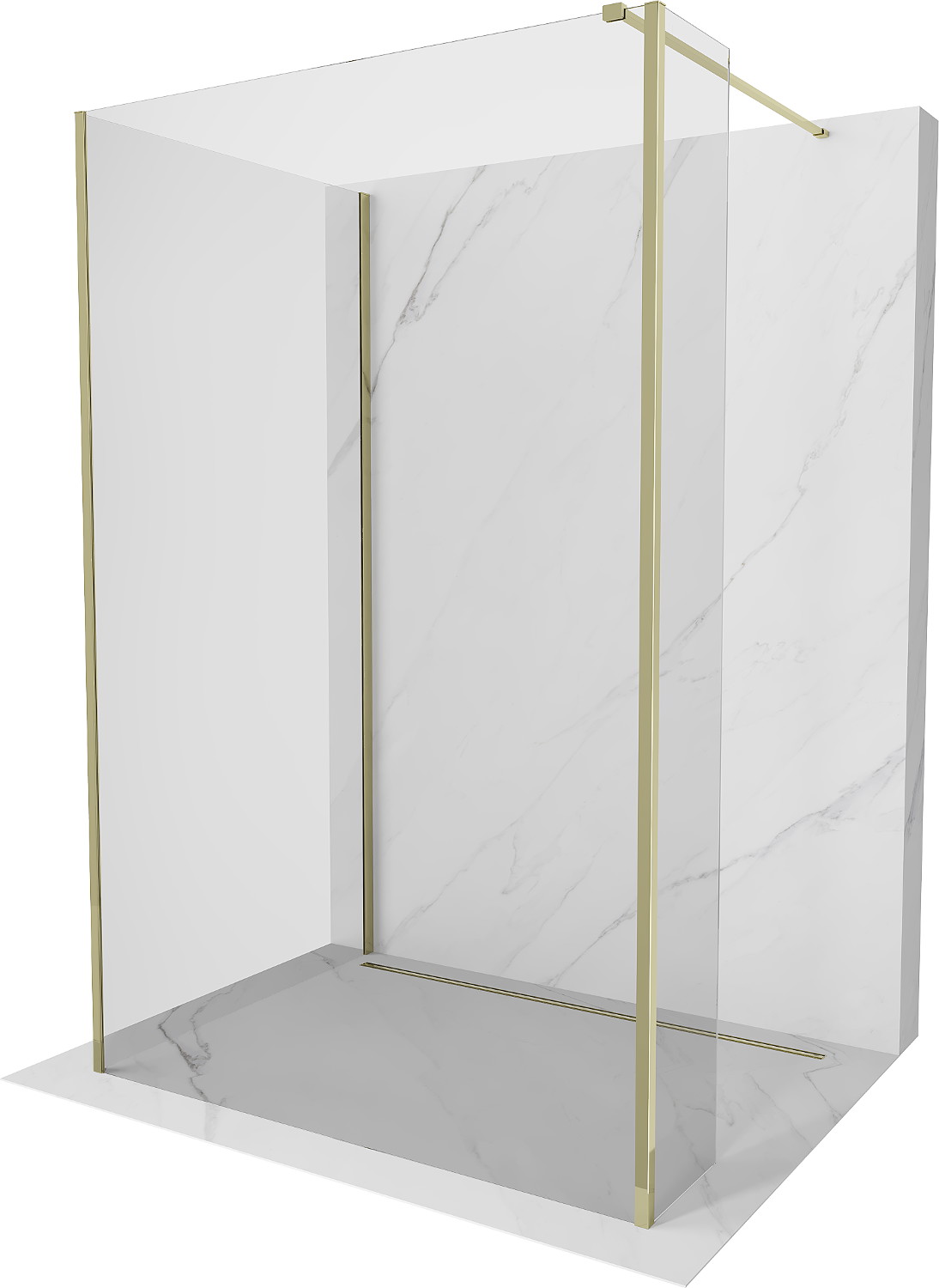 Mexen Kioto sprchová stěna Walk-in 135 x 80 x 40 cm, transparentní, zlatá - 800-135-080-221-50-00-040