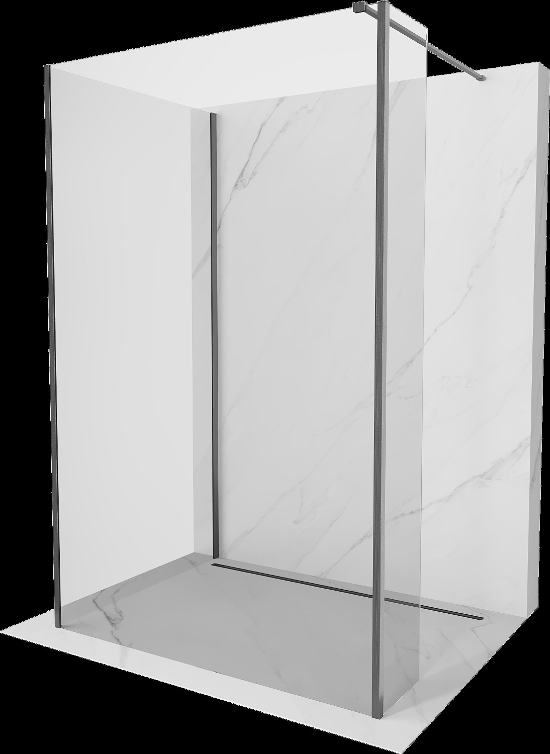 Mexen Kioto sprchová stěna Walk-in 90 x 70 x 30 cm, transparentní, šedá gun metal broušená - 800-090-070-221-66-00-030