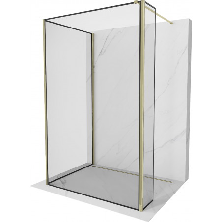 Mexen Kioto sprchová stěna Walk-in 130 x 110 x 40 cm, černý vzor, zlatý - 800-130-110-221-50-70-040