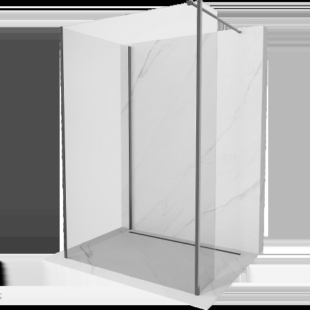 Mexen Kioto sprchová stěna Walk-in 140 x 75 x 30 cm, transparentní, kartáčovaný gun gray - 800-140-075-221-66-00-030