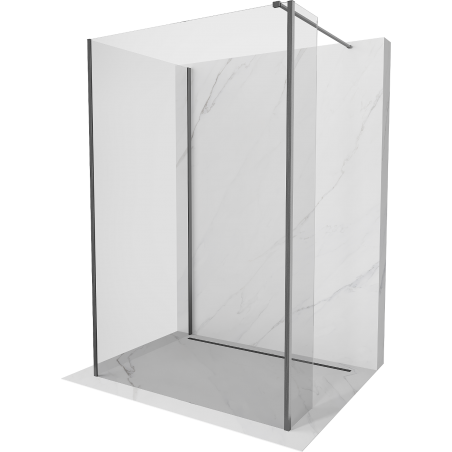 Mexen Kioto sprchová stěna Walk-in 120 x 80 x 30 cm, transparentní, gun gray kartáčovaný - 800-120-080-221-66-00-030