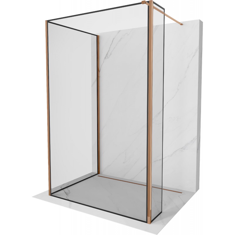 Mexen Kioto sprchová stěna Walk-in 110 x 70 x 30 cm, černý vzor, růžové zlato - 800-110-070-221-60-70-030