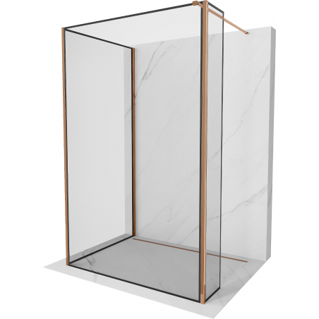 Mexen Kioto sprchová stěna Walk-in 100 x 90 x 30 cm, černý vzor, růžové zlato - 800-100-090-221-60-70-030