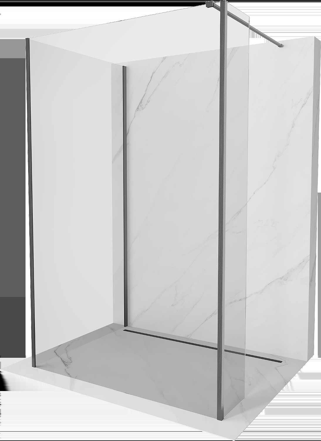 Mexen Kioto sprchová stěna Walk-in 130 x 105 x 30 cm, transparentní, gun gray kartáčovaný - 800-130-105-221-66-00-030