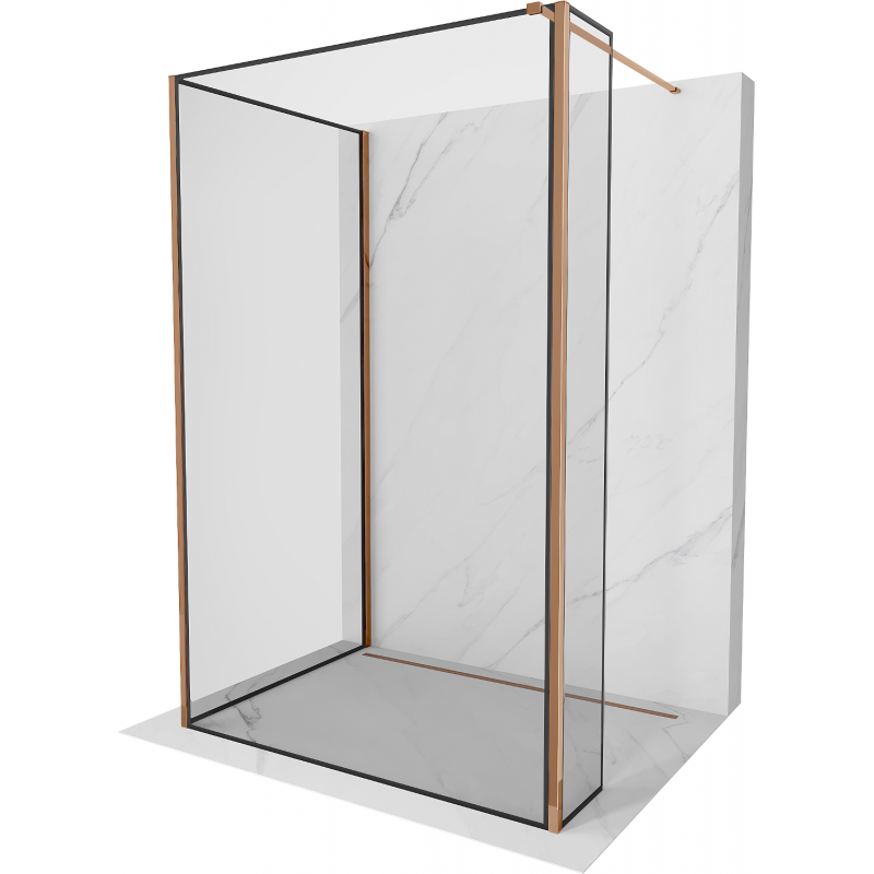 Mexen Kioto sprchová stěna Walk-in 120 x 100 x 40 cm, černý vzor, růžové zlato - 800-120-100-221-60-70-040