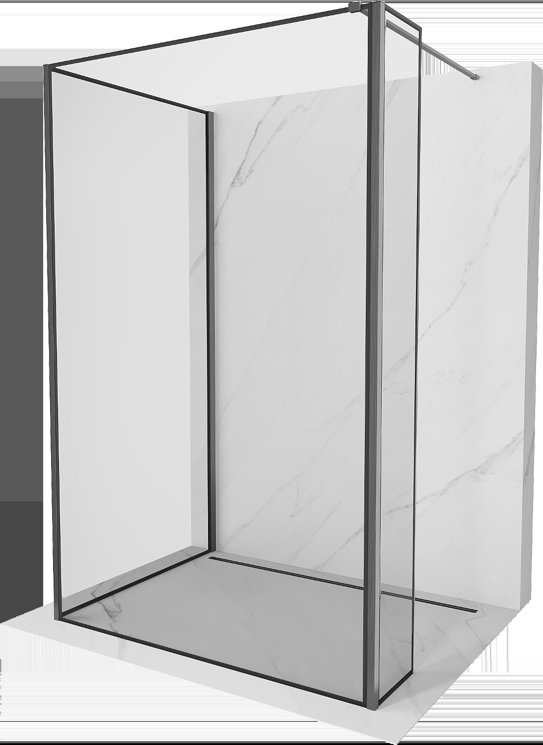 Mexen Kioto sprchová stěna Walk-in 110 x 80 x 30 cm, černý vzor, gun gray kartáčovaný - 800-110-080-221-66-70-030