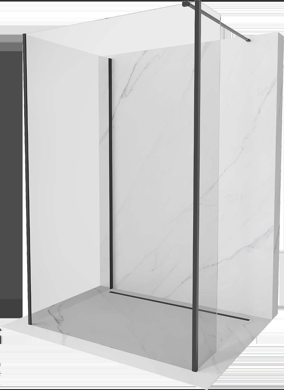 Mexen Kioto sprchová stěna Walk-in 95 x 90 x 30 cm, transparentní, černá - 800-095-090-221-70-00-030