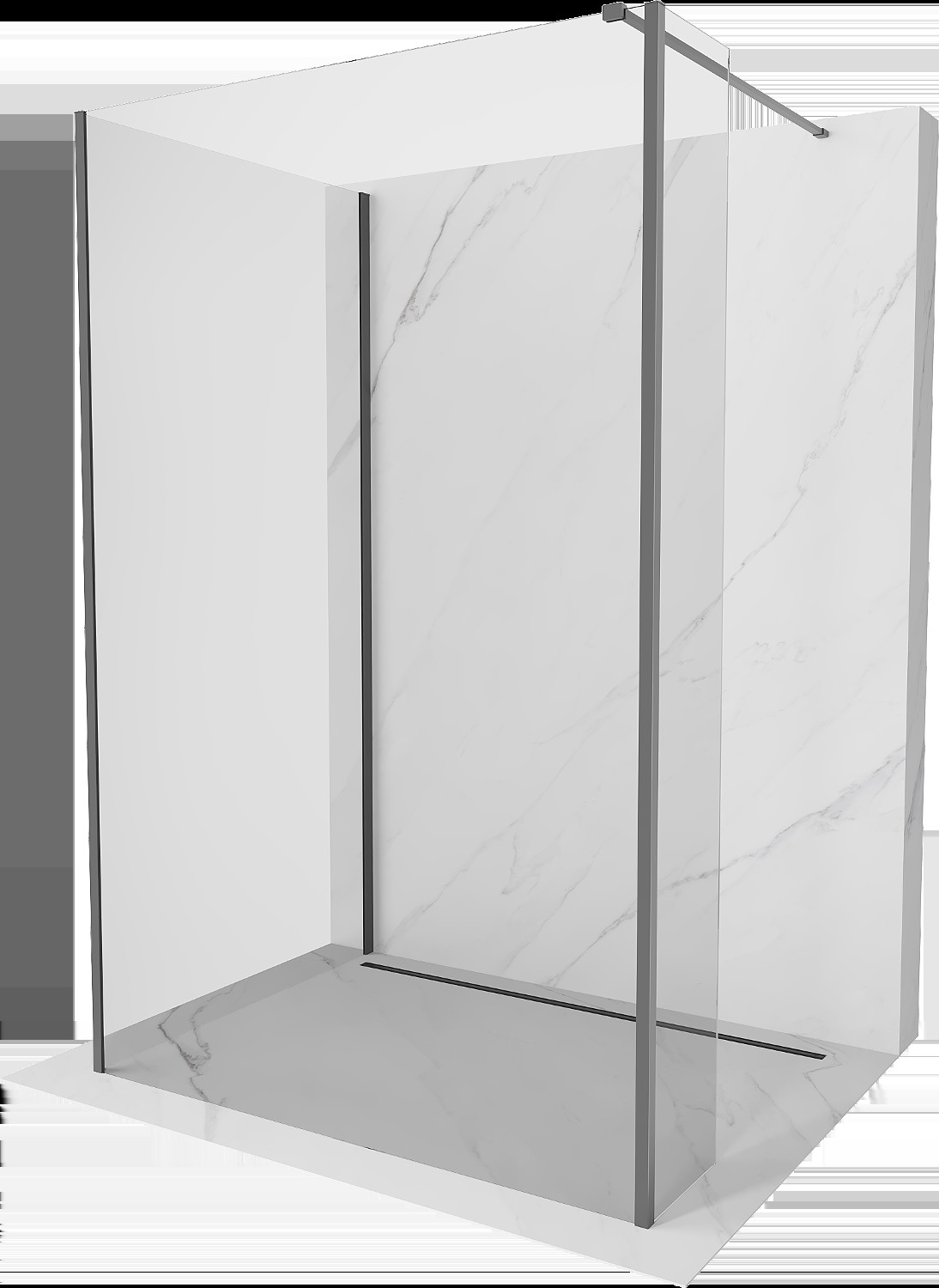 Mexen Kioto sprchová stěna Walk-in 90 x 90 x 30 cm, transparentní, gun metal - 800-090-090-221-95-00-030